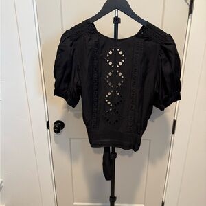 ba&sh Black Blouse with Intricate Cutouts